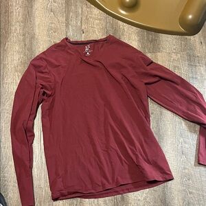 New York & Company V-Neck Long Sleeve Top - Burgundy